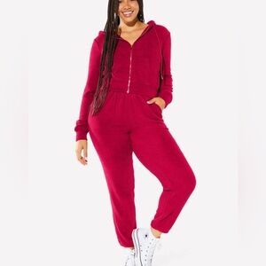 Merlot Pet Me Zip Up Hoodie Size Medium and Jogger Size Large